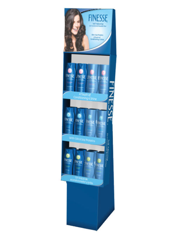 Colorful graphic retail corrugated cardboard display stand racks for show shampoo products