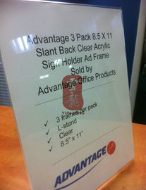 Slant Back Acrylic Display Stands Sign Holder For Advertisement