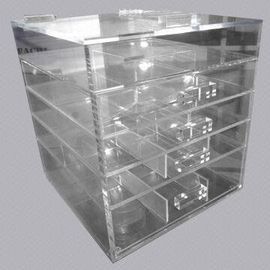 Clear acrylic/Perspex cosmetic/makeup drawer organizer with lid, Lucite drawer box