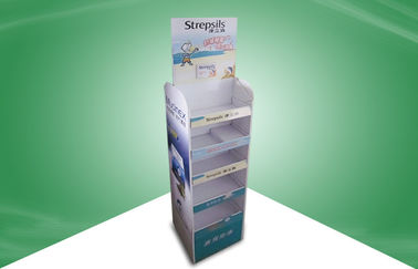 Customized Cardboard Free Standing Display Units , Recyclable Medicine Floor Display