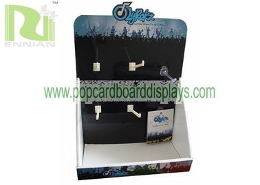 Black Retail Display Stand For Jewelry Box With Acrylic Hooks Cardboard Counter Displays