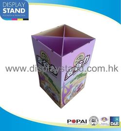 Floor Dumpbin Stand Cardboard Display Stands with 4 Dividers For Candies and Foods
