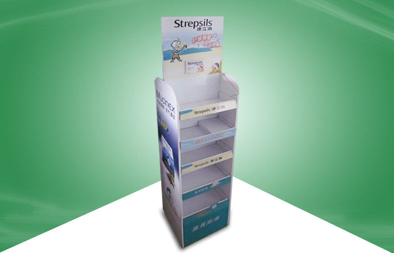 Customized Cardboard Free Standing Display Units , Recyclable Medicine Floor Display